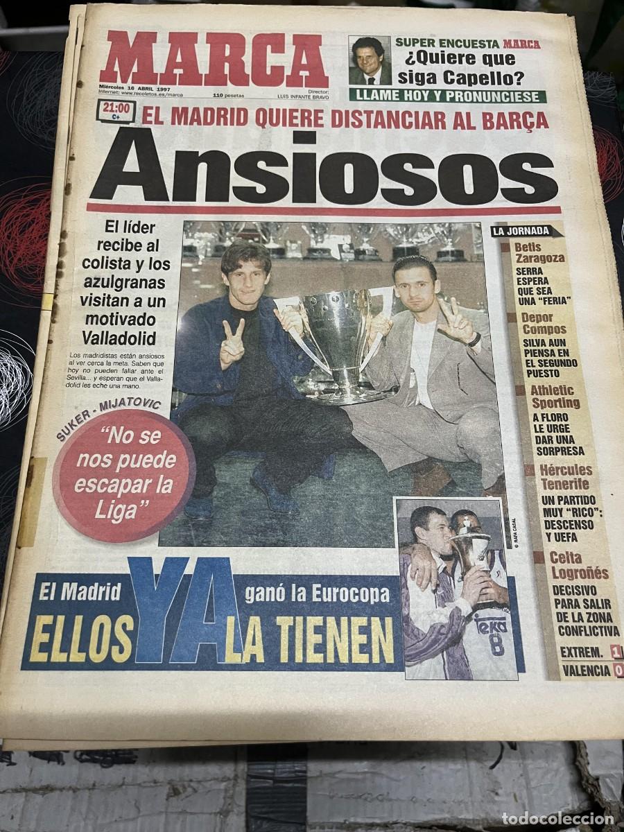 Coleccionismo deportivo: MARCA (16-4-1997) SUKER MIJATOVIC CAPELLO CAMPEON FINAL REAL MADRID VERONA KIKO ATLETICO MADRID