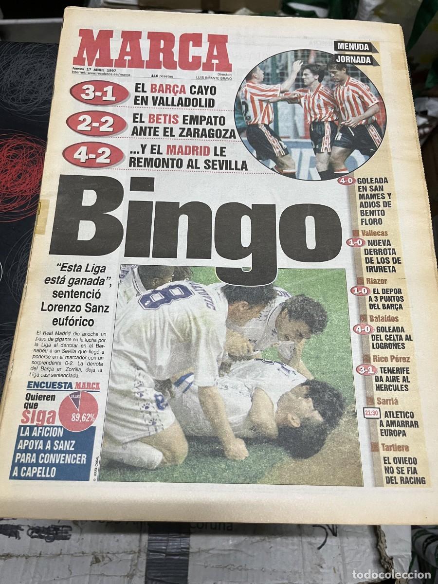 Coleccionismo deportivo: MARCA (17-4-1997) VALLADOLID 3-1 BARCELONA BETIS 2-2 ZARAGOZA REAL MADRID 4-2 SEVILLA JORNADA LIGA