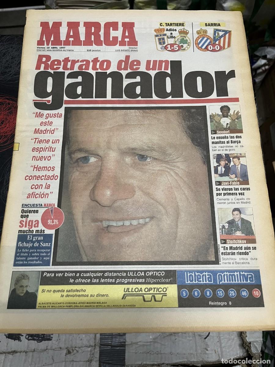 Coleccionismo deportivo: MARCA(18-4-1997)OVIEDO 1-5 RACING ESPANYOL 0-0 ATLETICO MADRID CAPELLO SEEDORF IRURETA ALEX CRIVILLE