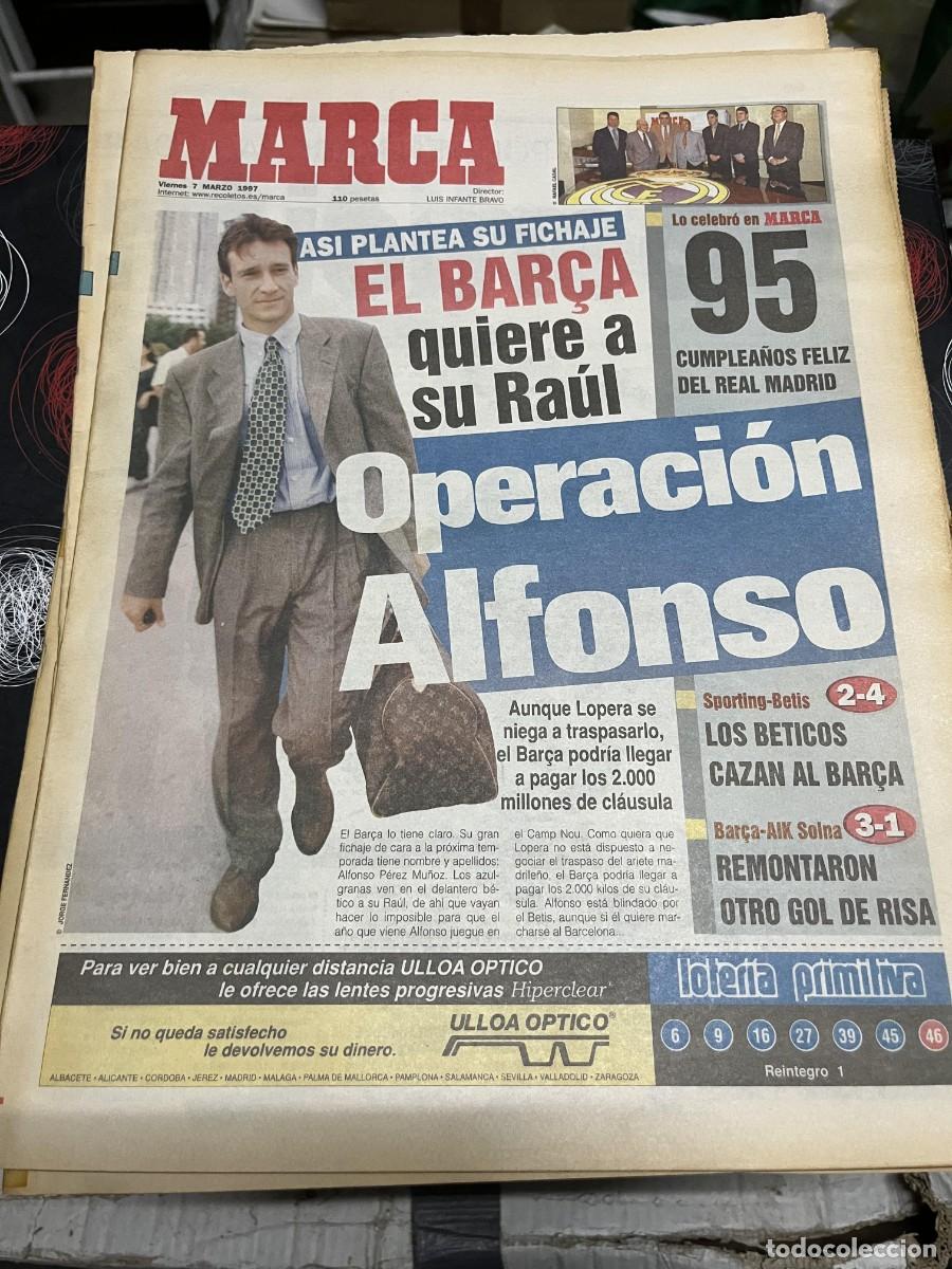 Coleccionismo deportivo: MARCA(7-3-1997)ALFONSO PEREZ RAUL BETIS 95 A&Ntilde;OS REAL MADRID JESUS GIL CANDIDATURA OLIMPIADAS SEVILLA