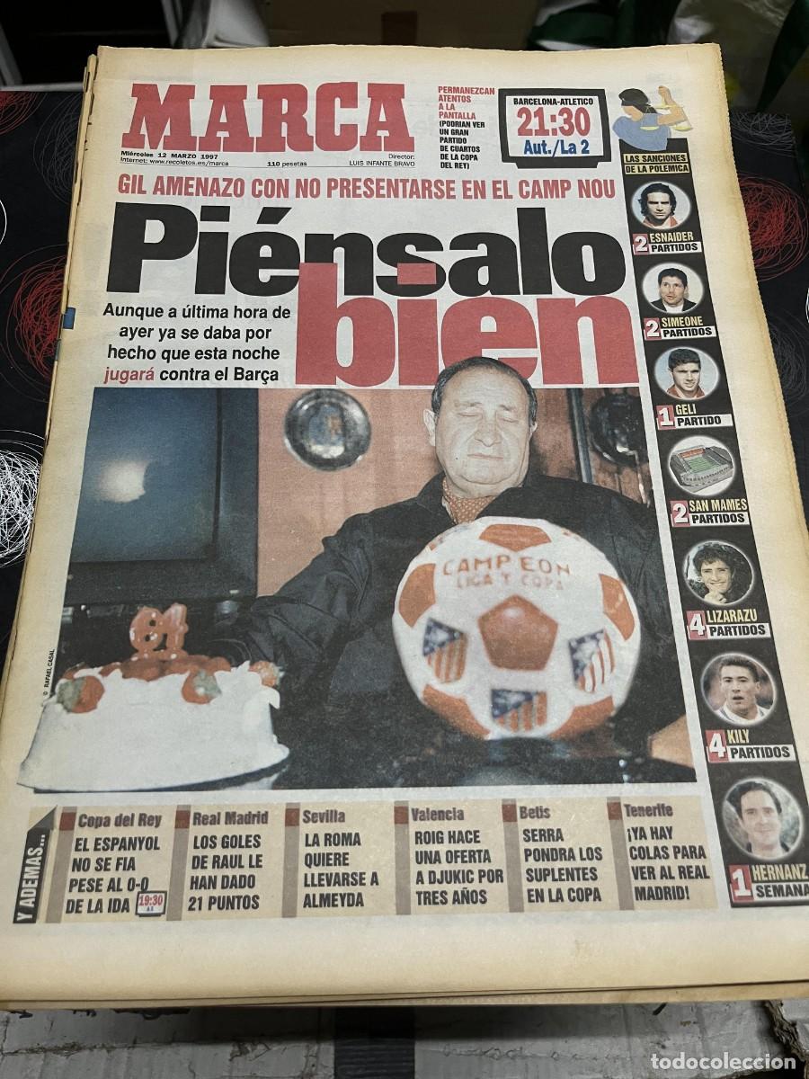 Coleccionismo deportivo: MARCA (12-3-1997) JESUS GIL ATLETICO MADRID BARCELONA ABRAHAM OLANO CICLISMO
