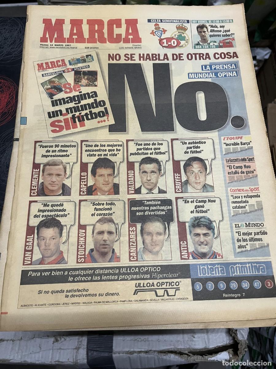 Coleccionismo deportivo: MARCA (14-3-1997) CELTA 1-0 RACING SANTANDER BARCELONA 5-4 ATLETICO RONALDO DENNIS RODMAN