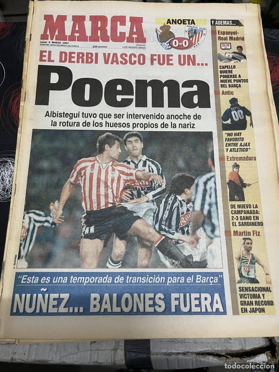 Coleccionismo deportivo: MARCA (3-3-1997) DERBI VASCO REAL SOCIEDAD 0-0 ATHLETIC BILBAO CAPELLO ESPANYOL REAL MADRID