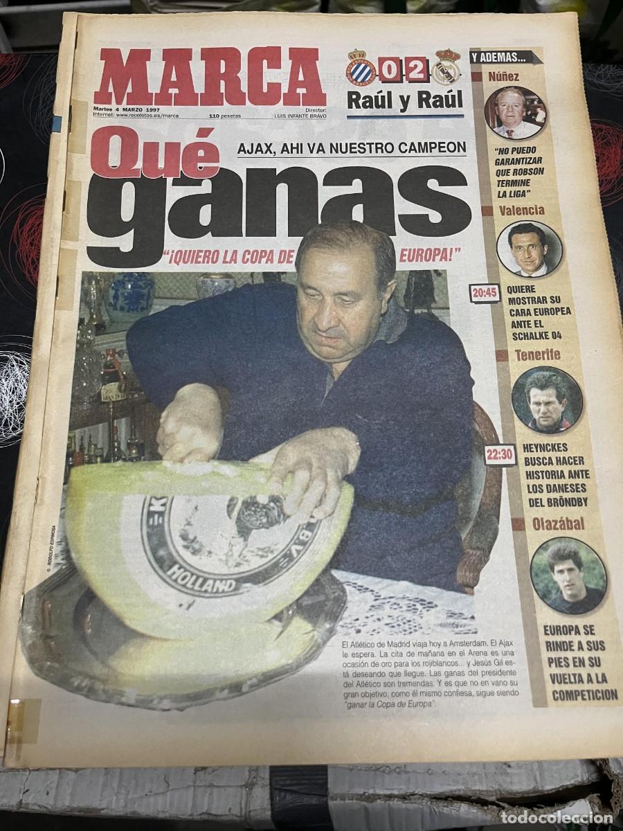 Coleccionismo deportivo: MARCA (4-3-1997) JESUS GIL ATLETICO ESPANYOL 0-2 REAL MADRID MARTIN FIZ