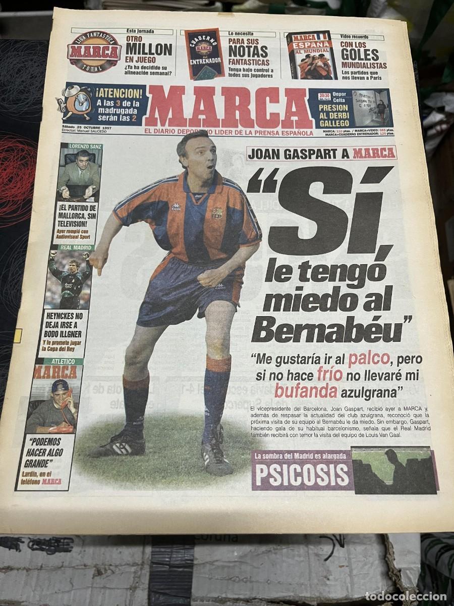 Coleccionismo deportivo: MARCA(25-10-1997)JOAN GASPART BARCELONA HEYNCKES REAL MADRID VILLENEUVE SCHUMACHER FORMULA 1 ANDORRA