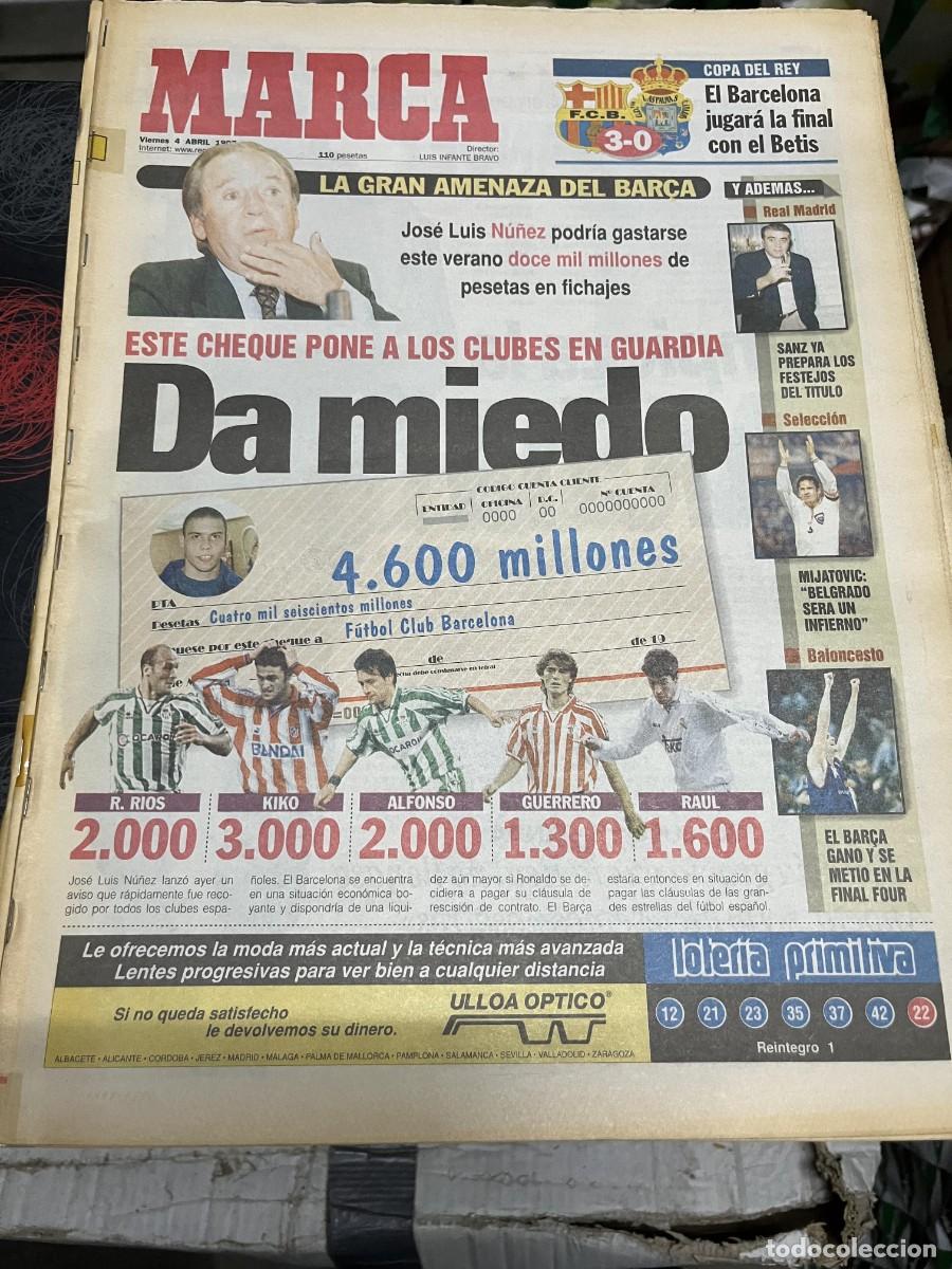 Coleccionismo deportivo: MARCA (4-4-1997) NU&Ntilde;EZ RONALDO NAZARIO LUIS FERNANDEZ BETIS TENIS MOYA COPA DAVIS ESPA&Ntilde;A ITALIA