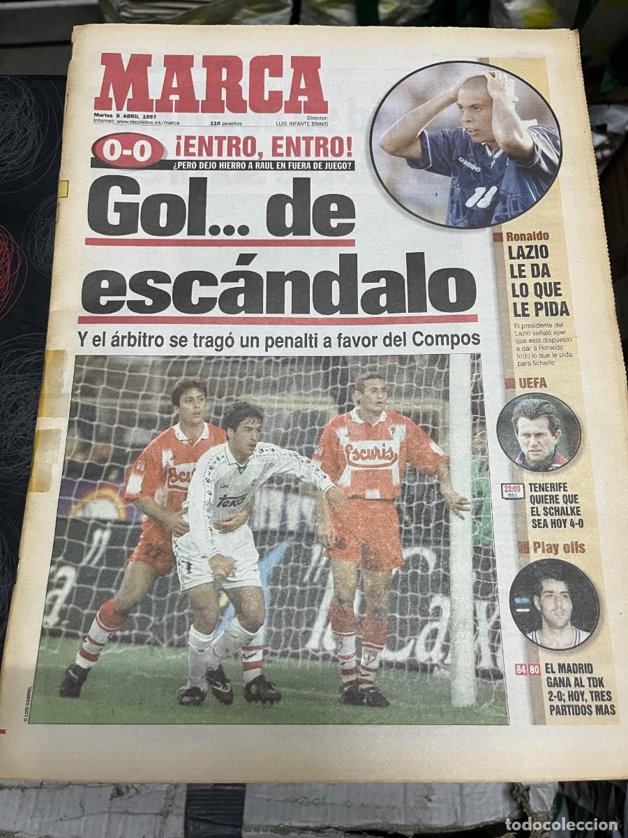 Coleccionismo deportivo: MARCA (8-4-1997) LAZIO RONALDO REAL MADRID 0-0 COMPOSTELA ARRATE ATHLETIC TENERIFE SCHALKE GOLF