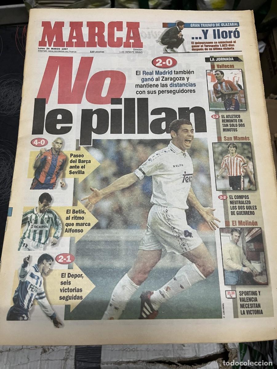 Coleccionismo deportivo: MARCA (24-3-1997) FERNANDO HIERRO REAL MADRID 2-0 ZARAGOZA BARCELONA 4-0 SEVILLA JORNADA LIGA