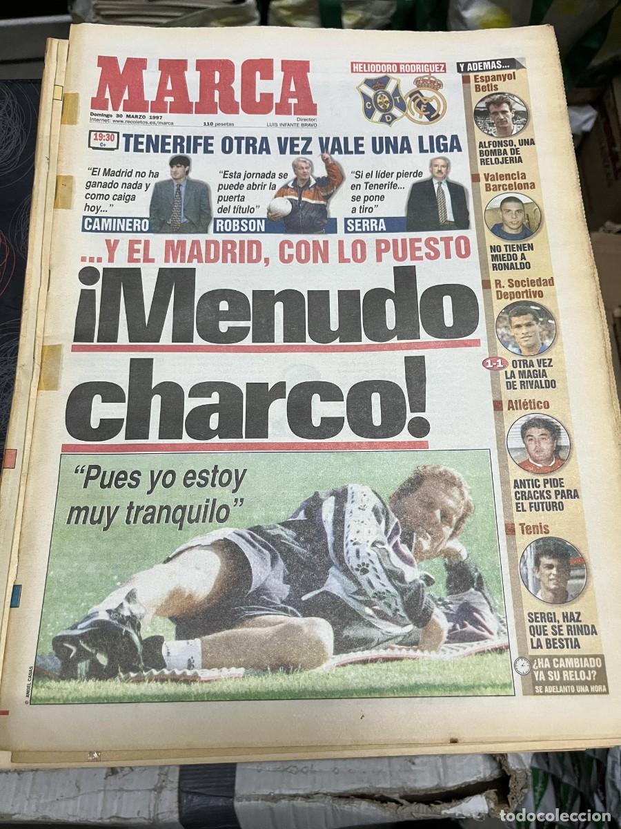 Coleccionismo deportivo: MARCA(30-3-1997)CAPELLO HOY TENERIFE REAL MADRID REAL SOCIEDAD 1-1 DEPORTIVO CORU&Ntilde;A RIVALDO BRUGUERA