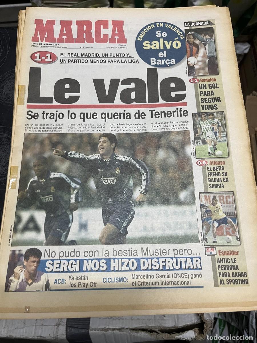 Coleccionismo deportivo: MARCA (31-3-1997) TENERIFE 1-1 REAL MADRID VALENCIA 1-1 BARCELONA JORNADA LIGA