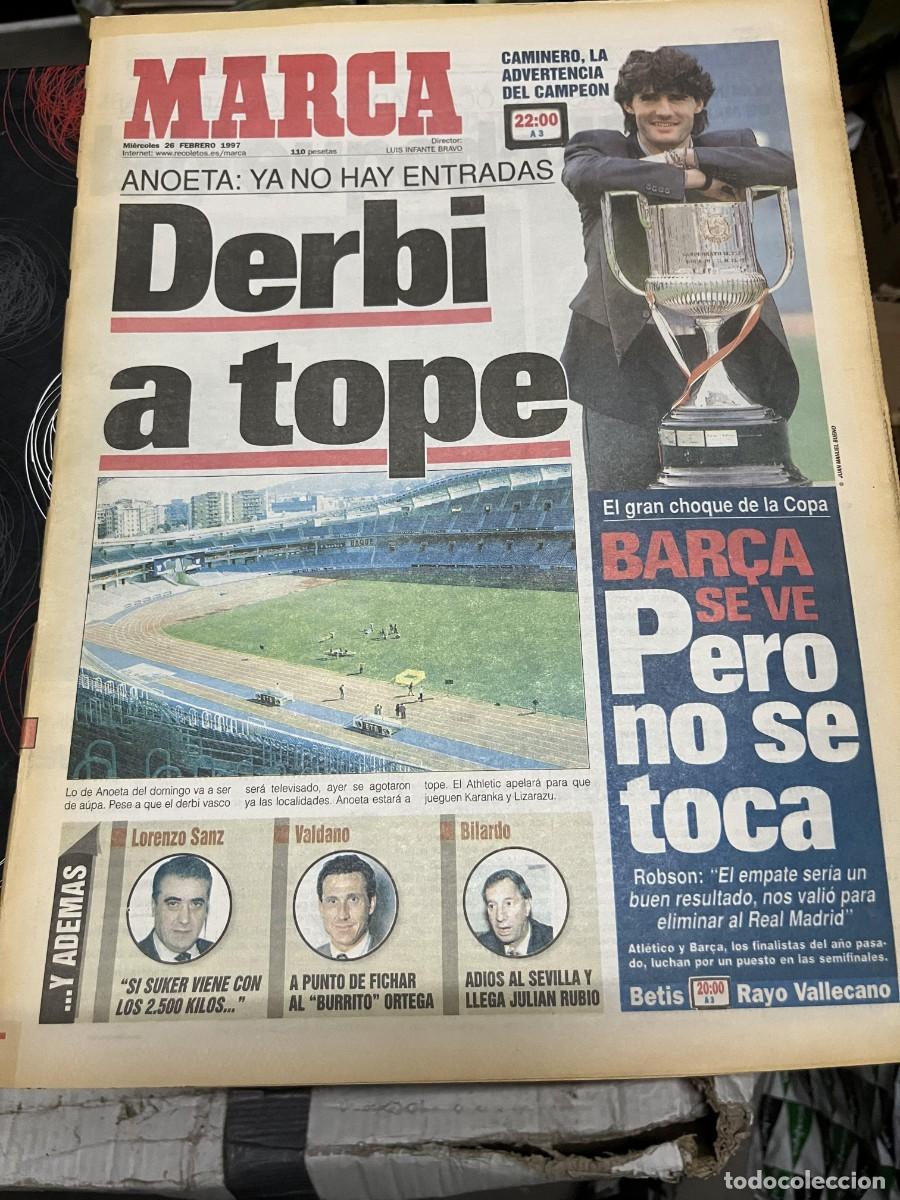 Coleccionismo deportivo: MARCA (26-2-1997) COPA ATLETICO BARCELONA DERBI REAL SOCIEDAD ATHLETIC BILBAO ROBERTO CARLOS