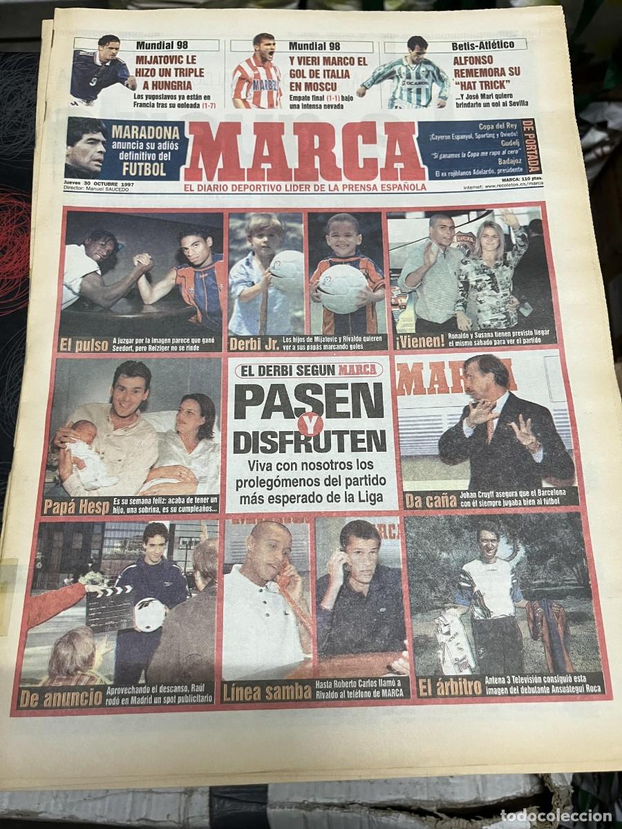 Coleccionismo deportivo: MARCA (30-10-1997) EL CLASICO REAL MADRID BARCELONA RAUL VIERI MARADONA MIJATOVIC MONTGOMERIE GOLF