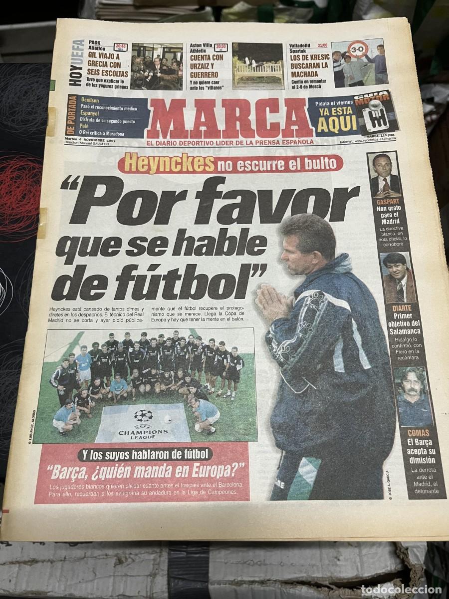 Coleccionismo deportivo: MARCA (4-11-1997) HEYNCKES GASPART DIARTE COMAS VAN GAAL REAL MADRID BARCELONA LORENZO SANZ RIVALDO