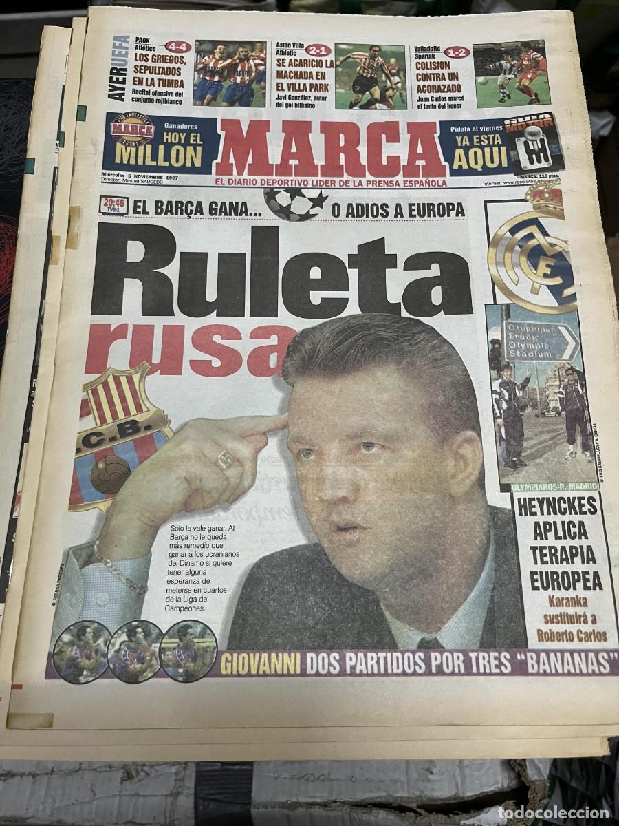 Coleccionismo deportivo: MARCA(5-11-1997)HOY BARCELONA DINAMO KIEV PAOK 4-4 ATLETICO MADRID ASTON VILLA 2-1 ATHLETIC SPARTAK