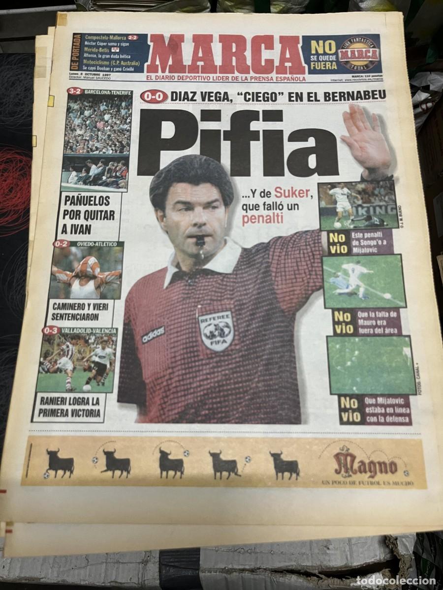 Sports collectibles: MARCA (6-10-1997) REAL MADRID 0-0 DEPORTIVO BARCELONA 3-2 TENERIFE OVIEDO 0-2 ATLETICO JORNADA LIGA