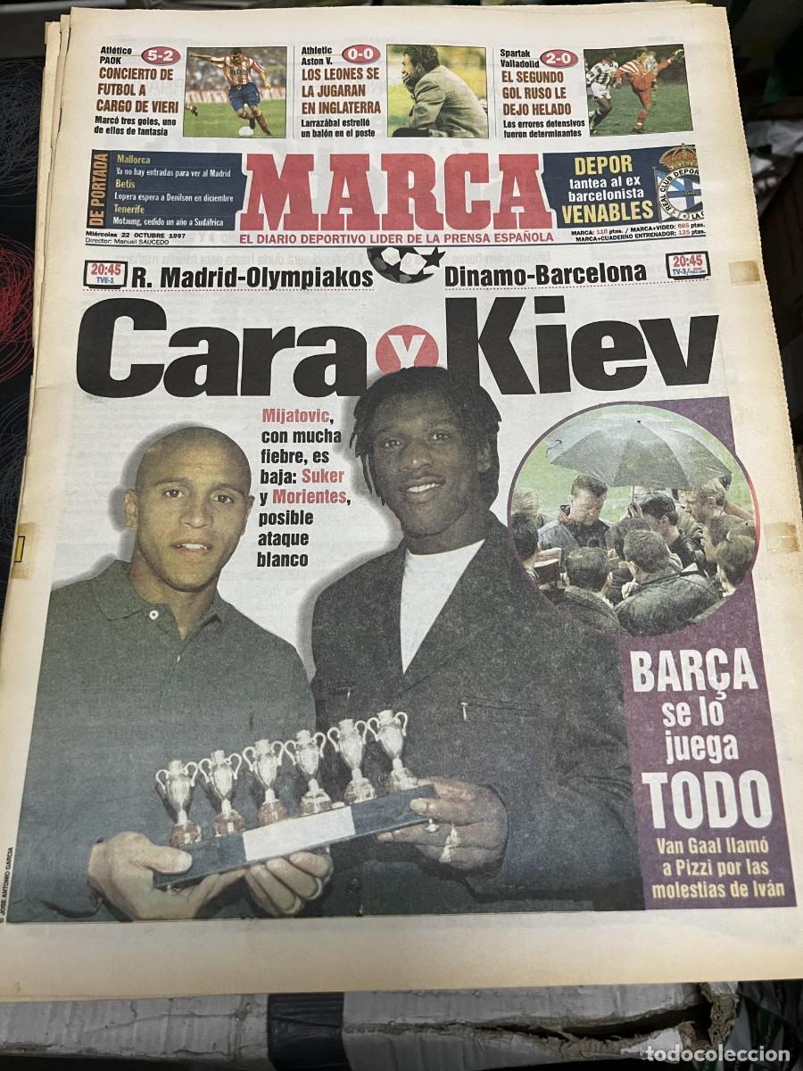 Coleccionismo deportivo: MARCA(22-10-1997)SPARTAK MOSCU 2-0 VALLADOLID ATHLETIC 0-0 ASTON VILLA ATLETICO 5-2 PAOK DINAMO KIEV