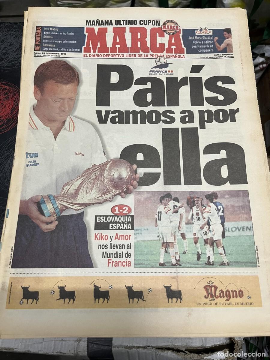 Coleccionismo deportivo: MARCA(25-9-1997)ESLOVAQUIA 1-2 ESPA&Ntilde;A CLEMENTE ANTONIO DIAZ MIGUEL RYDER CUP GOLF POSTER REAL MADRID