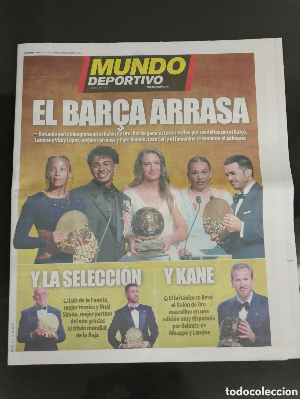 Coleccionismo deportivo: Mundo Deportivo 27 de octubre de 2026 Bal&oacute;n de oro Alexia Putellas