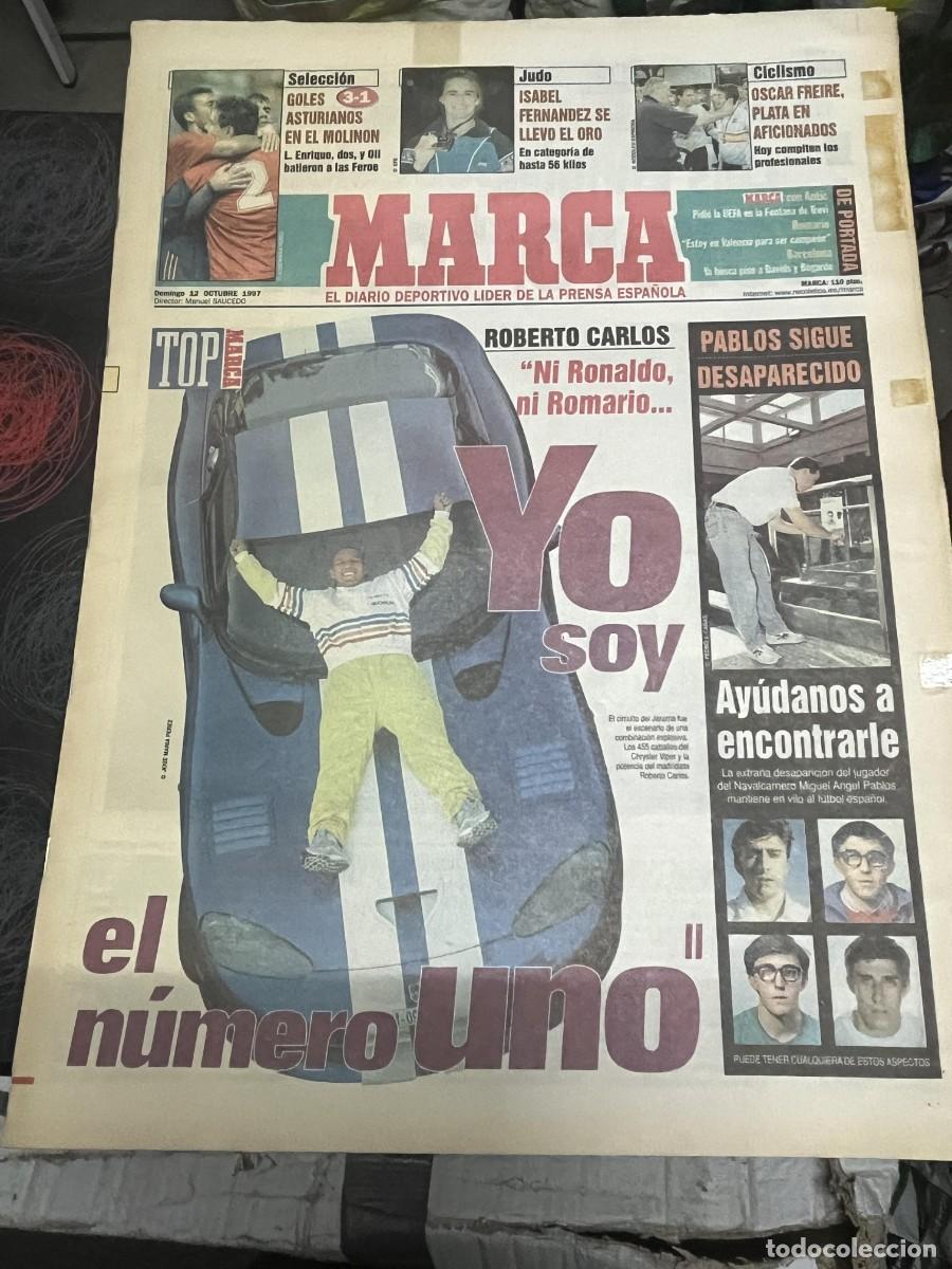 Collectionnisme sportif: MARCA (12-10-1997) ESPA&Ntilde;A 3-1 ISLAS FEROES LUIS ENRIQUE ROBERTO CARLOS ANTIC RONALDO NAZARIO