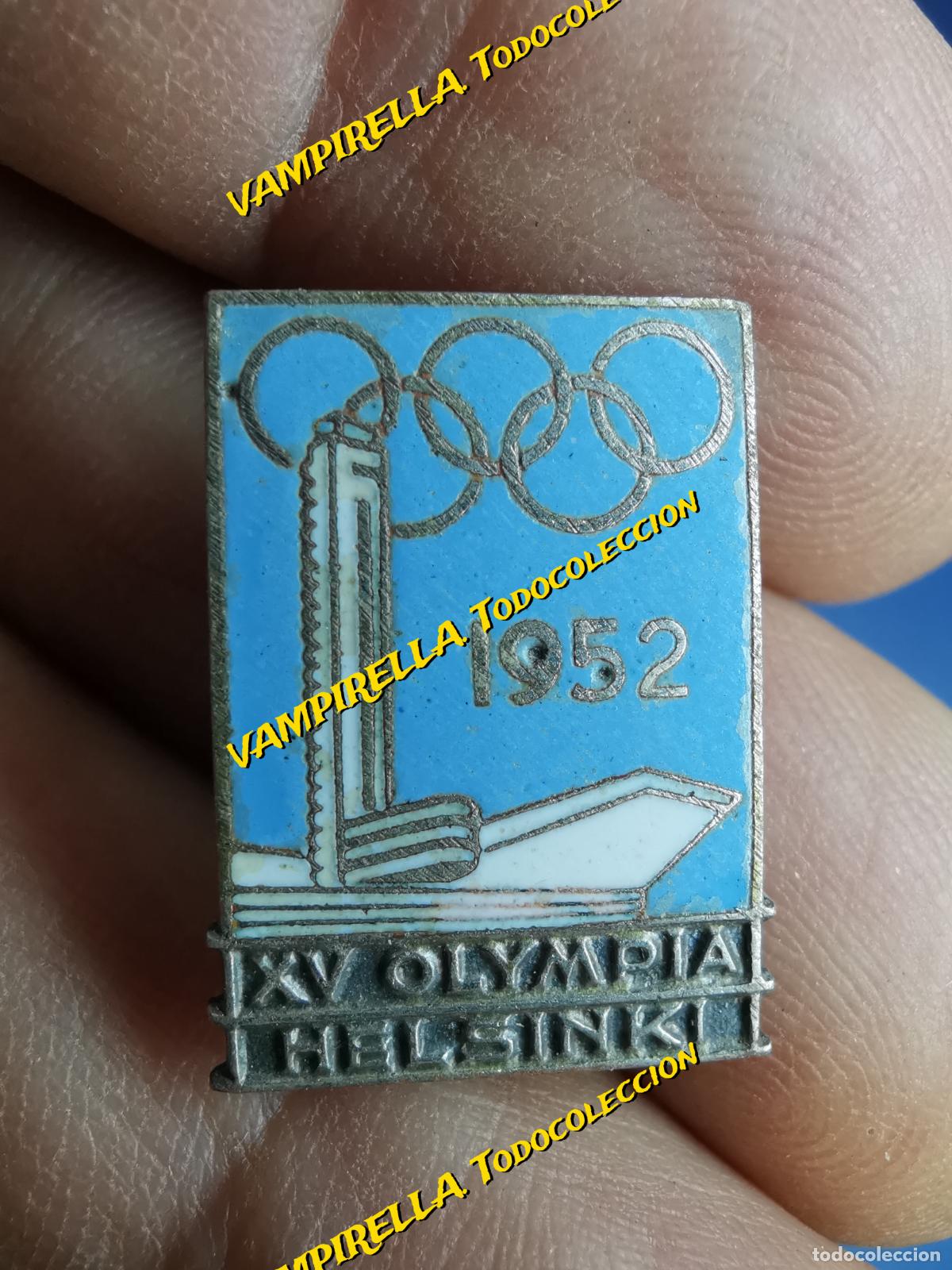 Sammelleidenschaft Sport: INSIGNIA BROCHE BADGE XV OLIMPIADA HELSINKI 1952 ESMALTE A FUEGO-ENAMEL