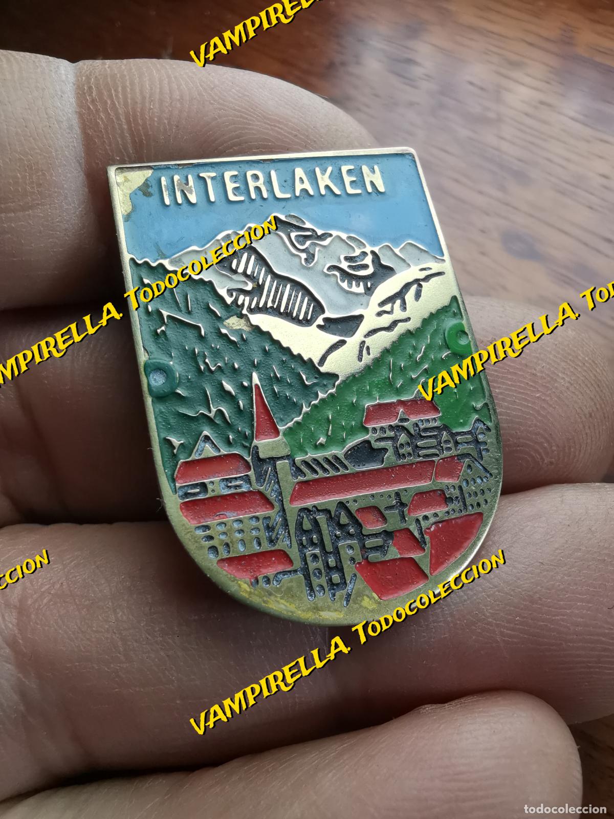 Sammelleidenschaft Sport: GRAN INSIGNIA PLACA COMUNIDAD INTERLAKEN SUIZA-MONTA&Ntilde;A-SKI-ALPINISMO- 1956