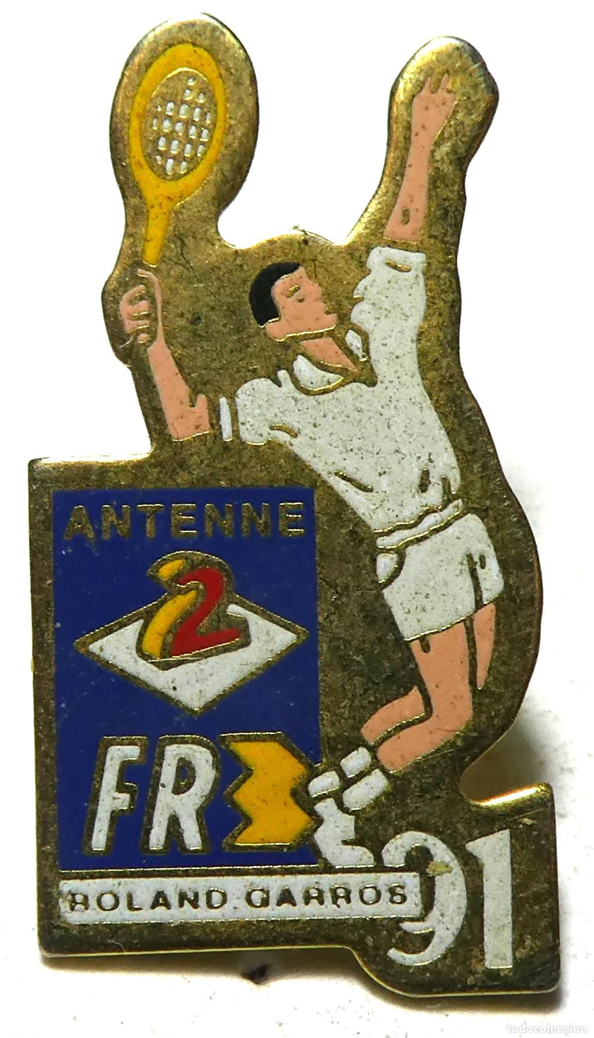 Sammelleidenschaft Sport: Pin Roland Garros Tenis A2 Antena 2 Francia 1991 , de pincho