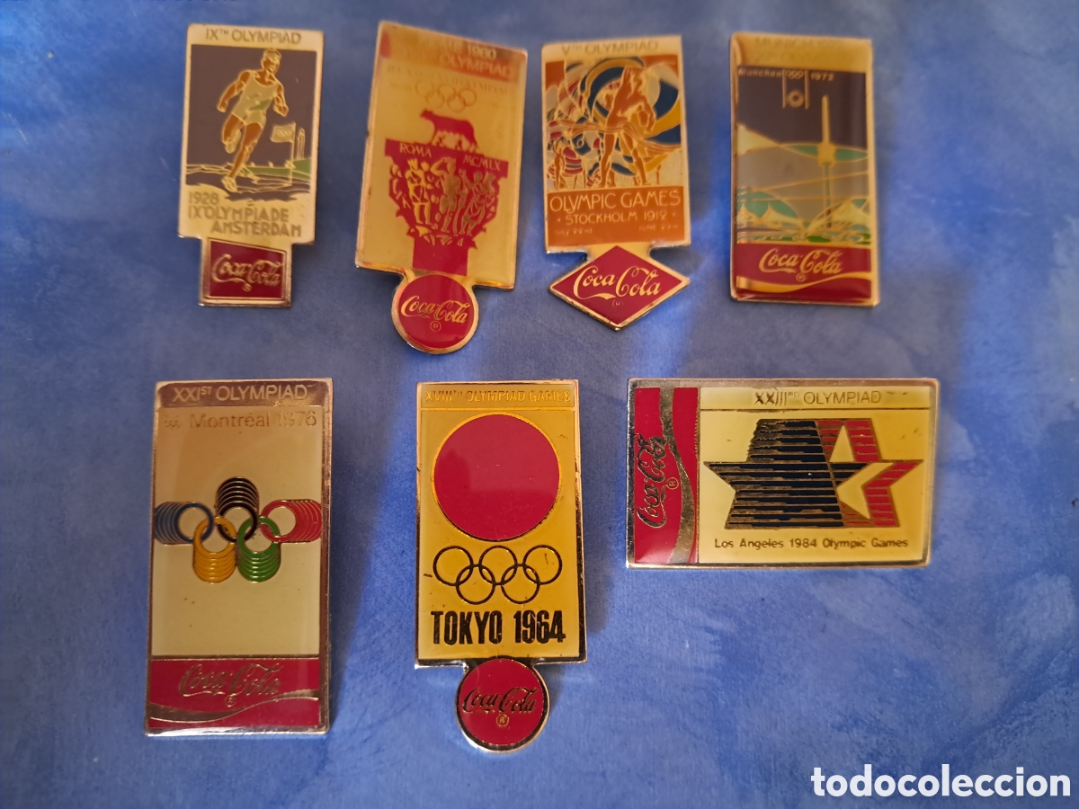 Coleccionismo deportivo: 7 pins Ol&iacute;mpicos Coca Cola - Foto 1