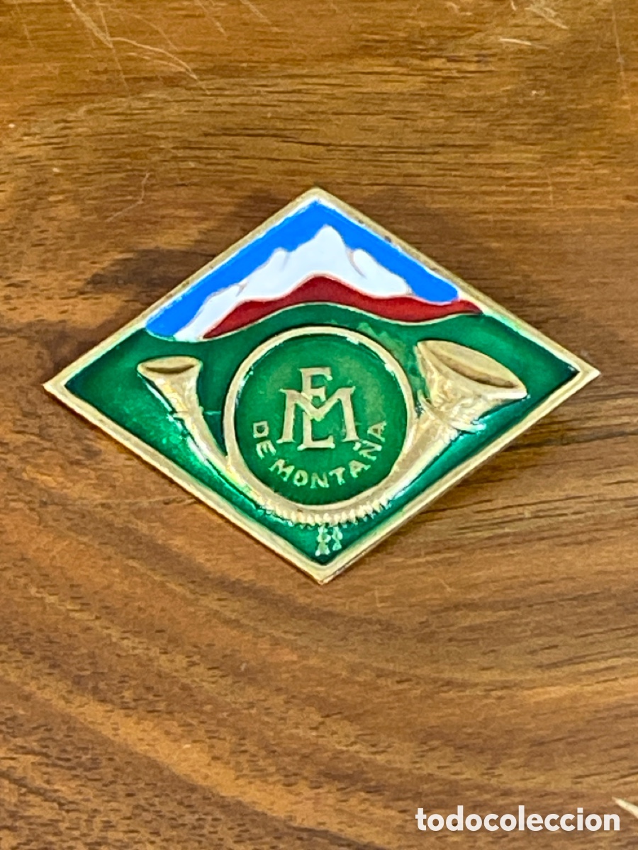Coleccionismo deportivo: Escuela Militar de Monta&ntilde;a Insignia Pin a&ntilde;os 50