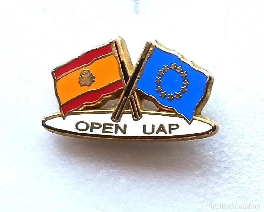 Coleccionismo deportivo: REGATA EUROPEA VELA ESPA&Ntilde;A & OPEN UAP CEE UNION EUROPEA PIN INSIGNIA METAL ESMALTE FUEGO BADGE SPE09