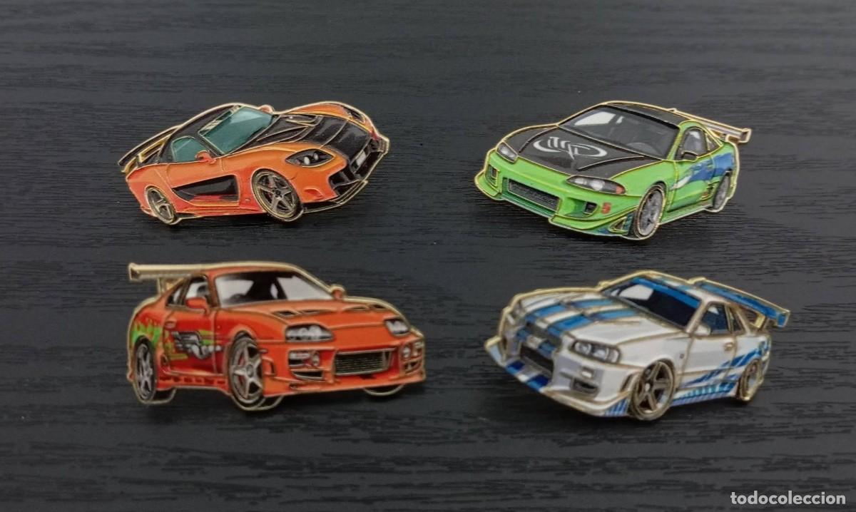 Coleccionismo deportivo: -LOTE 4 PIN DE COCHES DEPORTIVOS , RALLY , fast and furious , MUNDO MOTOR ETC