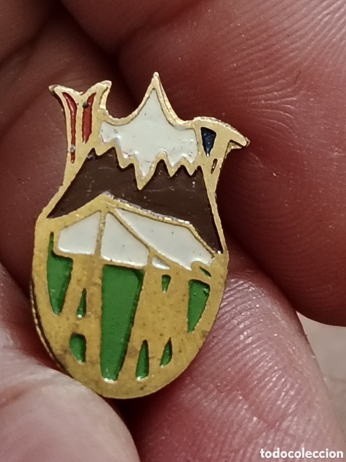 Coleccionismo deportivo: Insignia antigua del monta&ntilde;a a identificar