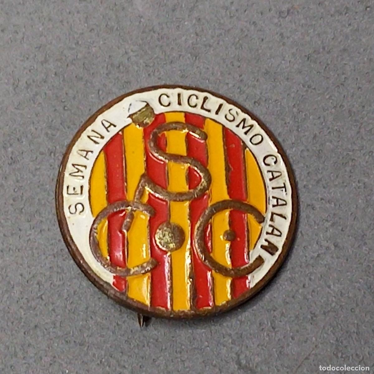 Coleccionismo deportivo: Antigua insignia de alfiler de la Semana del Ciclismo Catal&aacute;n, a&ntilde;os 60 - 70