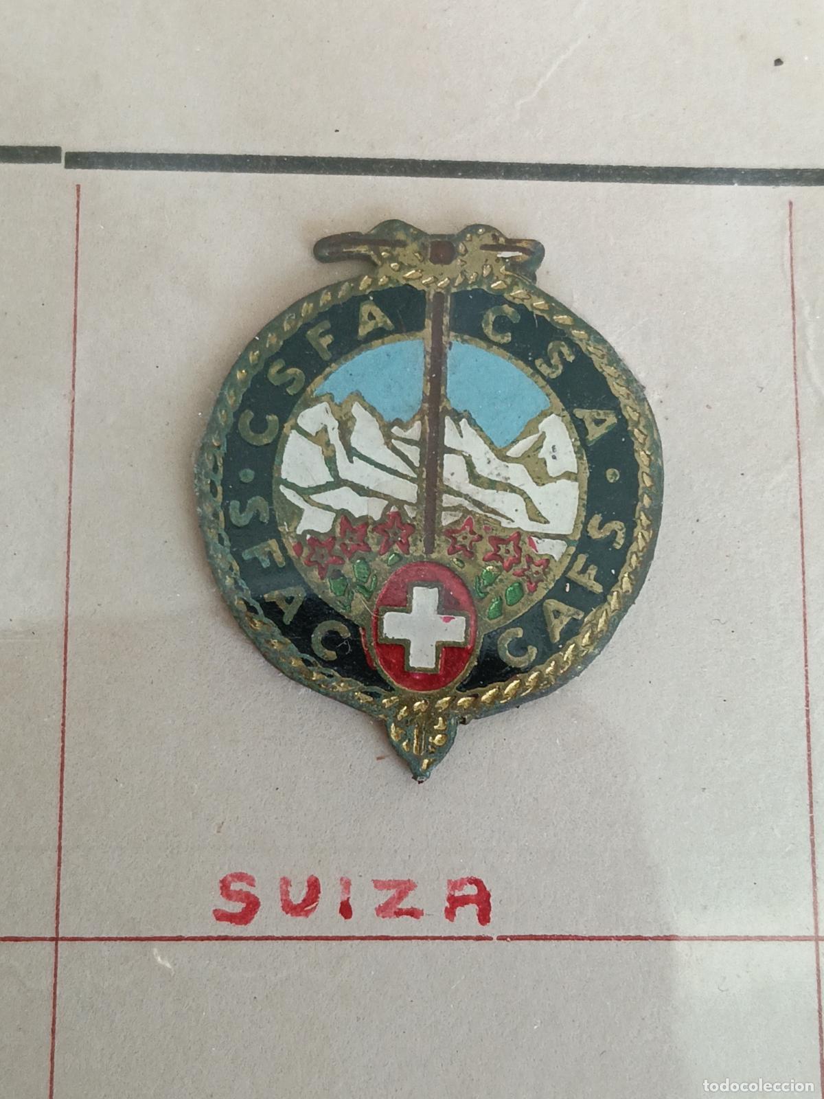 Coleccionismo deportivo: Antiguo pin club federaci&oacute;n alpino suizo mujeres insignia antigua esqu&iacute; monta&ntilde;a csfa csa sfac cafs