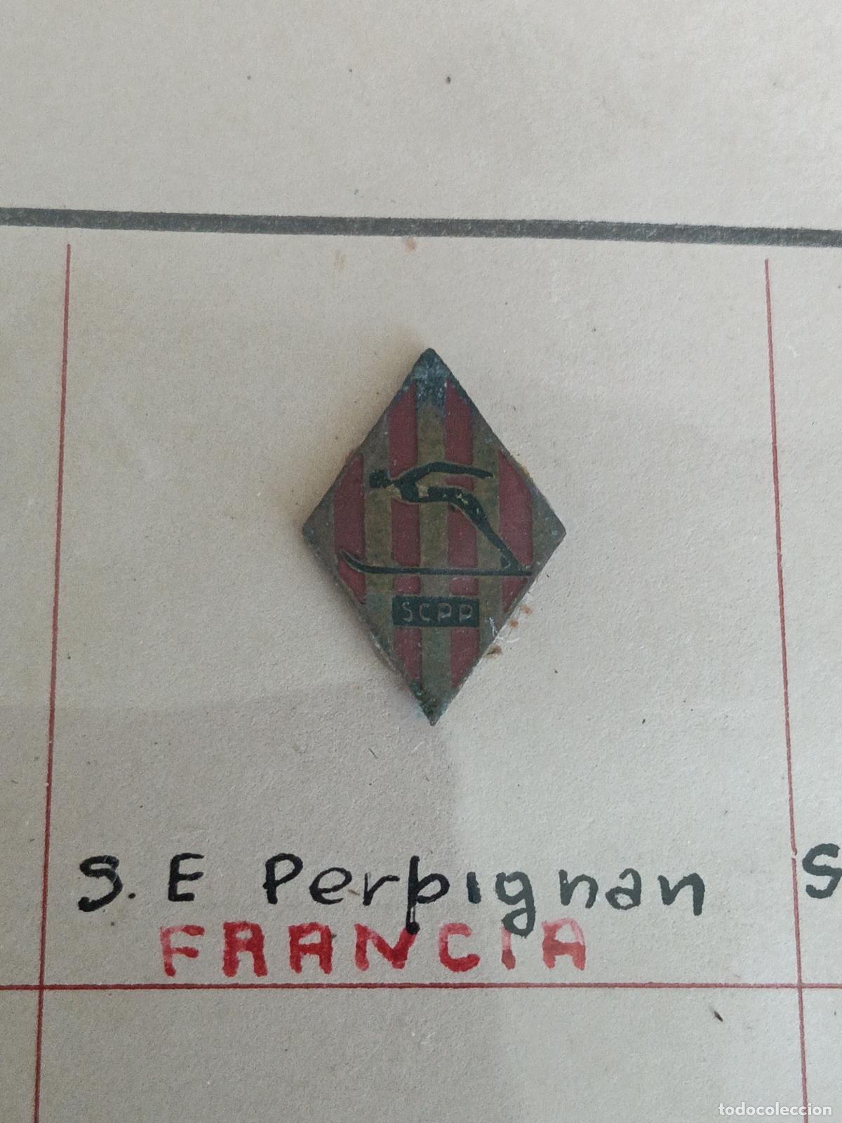 Coleccionismo deportivo: Antiguo pin conmemorativo club sport esqu&iacute; perpignan Francia rara insignia antigua a&ntilde;os 1940/1960