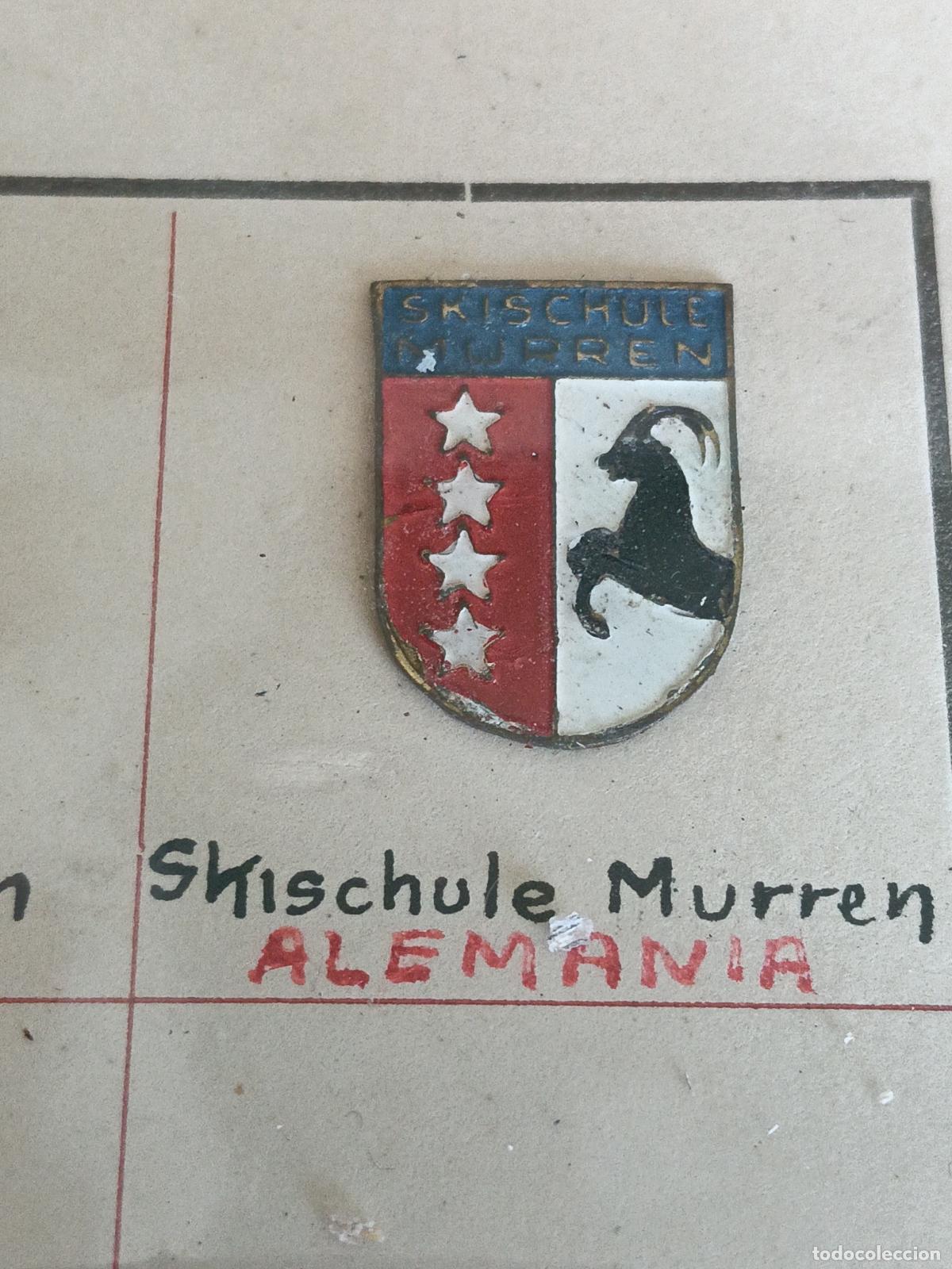 Coleccionismo deportivo: Antiguo pin escuela esqu&iacute; skischule murren alemania rara insignia antigua a&ntilde;os 1940/1960