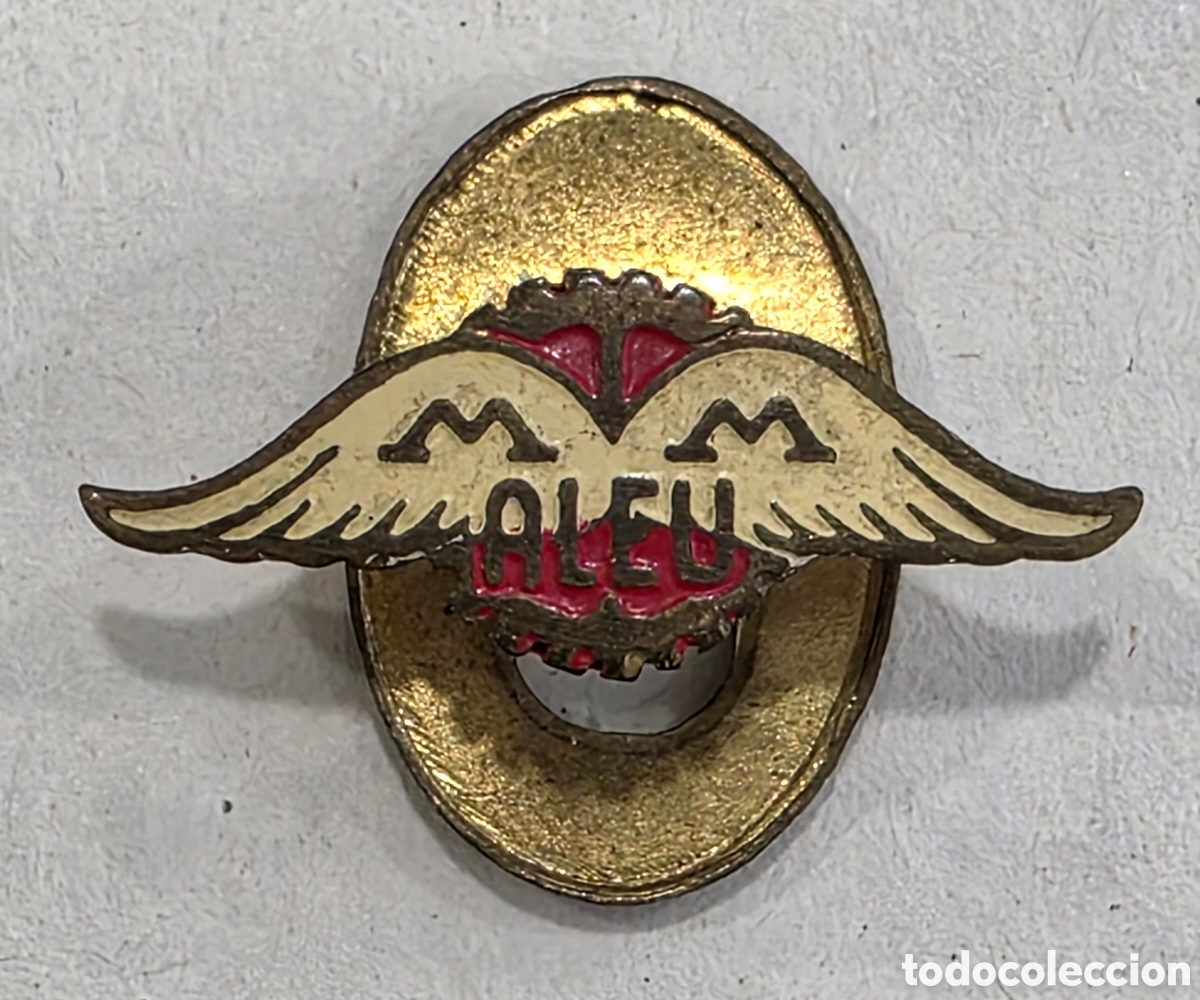 Coleccionismo deportivo: Insignia Manufacturas Met&aacute;licas Aleu SL Emblema Motociclismo Motocicletas Esparraguera - Alas