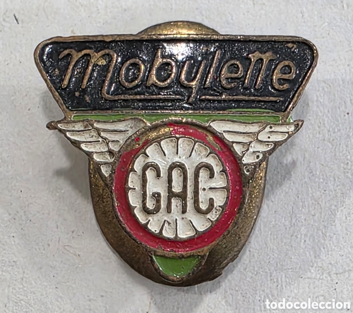 Coleccionismo deportivo: Insignia alada Publicidad Mobylette GAC - Motociclismo Ciclismo