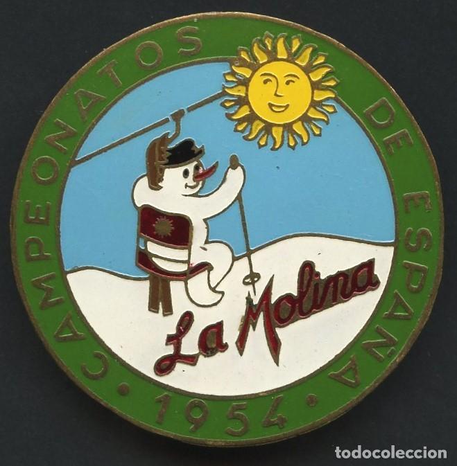 Coleccionismo deportivo: ESQU&Iacute;, INSIGNIA, PIN ANTIGUO, CAMPEONATOS DE ESPA&Ntilde;A, LA MOLINA, 1954