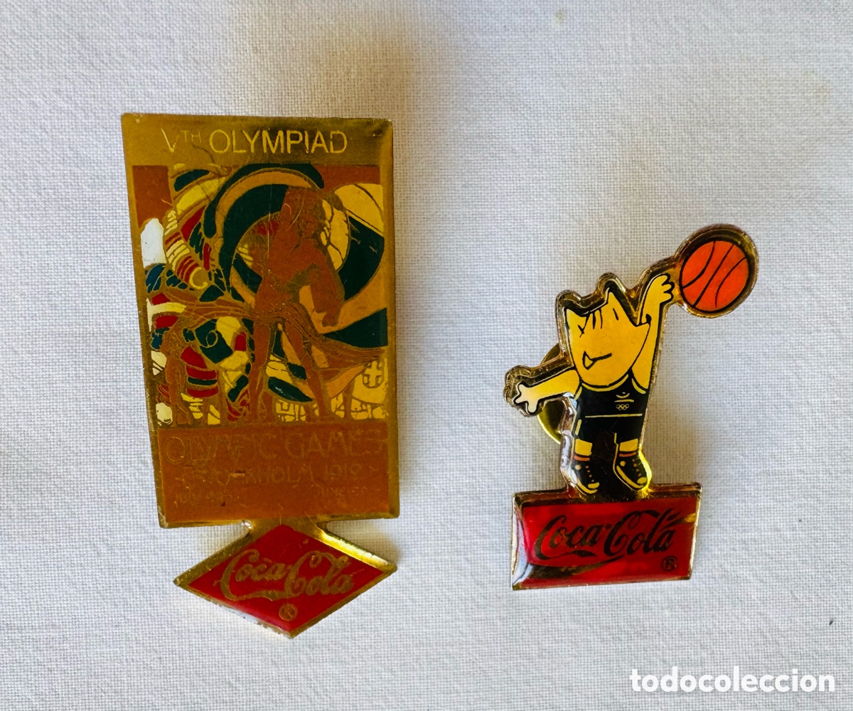 Coleccionismo deportivo: 2 PINS COCA-COLA OL&Iacute;MPICOS COBI BARCELONA 92 Y ESTOCOLMO 1912