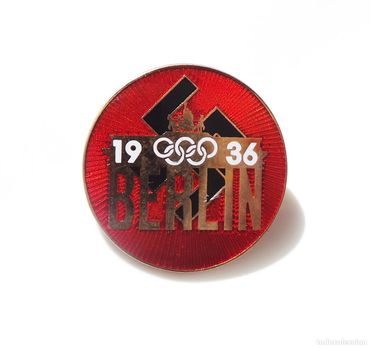 Coleccionismo deportivo: INSIGNIA, DISTINTIVO, CONMEMORATIVO ESMALTADO DE LOS JUEGOS OL&Iacute;MPICOS DE BERL&Iacute;N DE 1936.