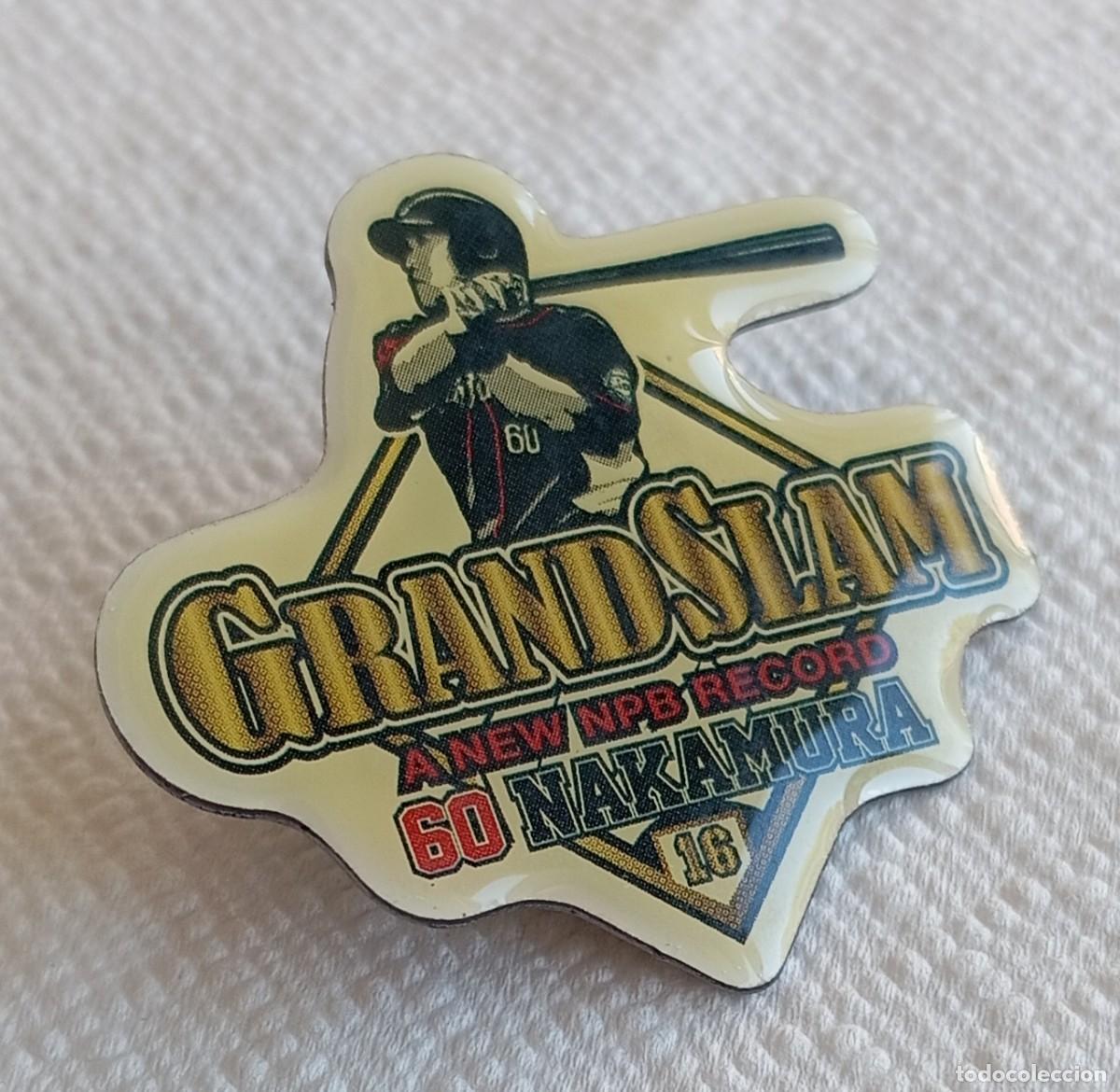 Coleccionismo deportivo: Pin beisbol baseball conmemorativo 16 grand slams en 2015 de Takeya Nakamura. Original Jap&oacute;n. Japan