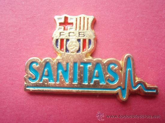Colecionismo desportivo: Antiguo pin del Bar&ccedil;a y la mutua Sanitas