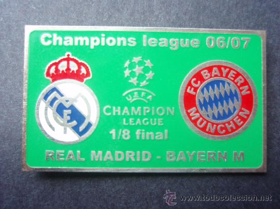 Coleccionismo deportivo: Pin's de la Champions del 2.006 - 07 Madrid y el Bayern de M.