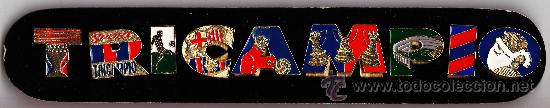 Coleccionismo deportivo: pin - bar&ccedil;a - coleccion de pins con la palabra tricampio - f.c. barcelona - con estuche
