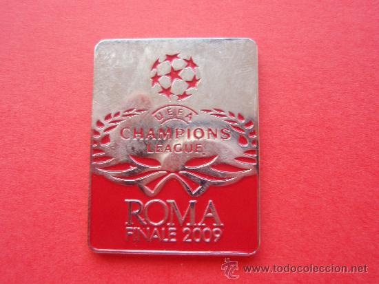 Coleccionismo deportivo: PIN DE LA FINAL DE CHAMPIONS LEAGUE ROMA 2009 F C BARCELONA MANCHESTER- BAR&Ccedil;A (ROJO Y SIN GOTA)