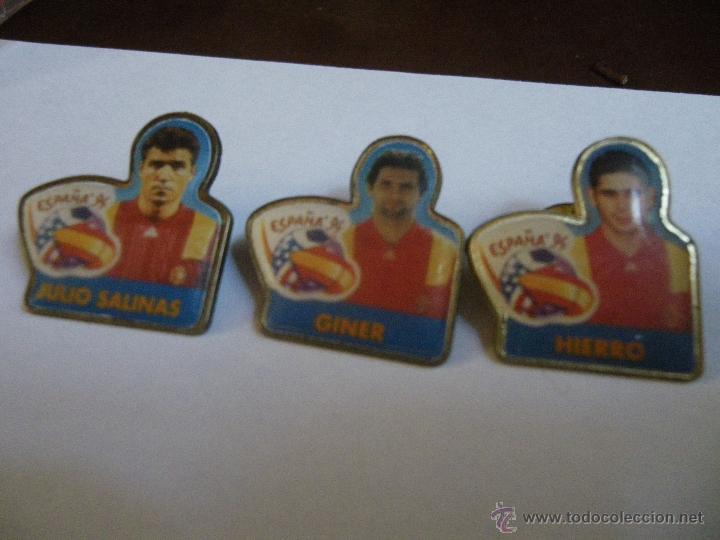 Collectionnisme sportif: 3 pins jugadores de la selecci&oacute;n de Espa&ntilde;a 1994