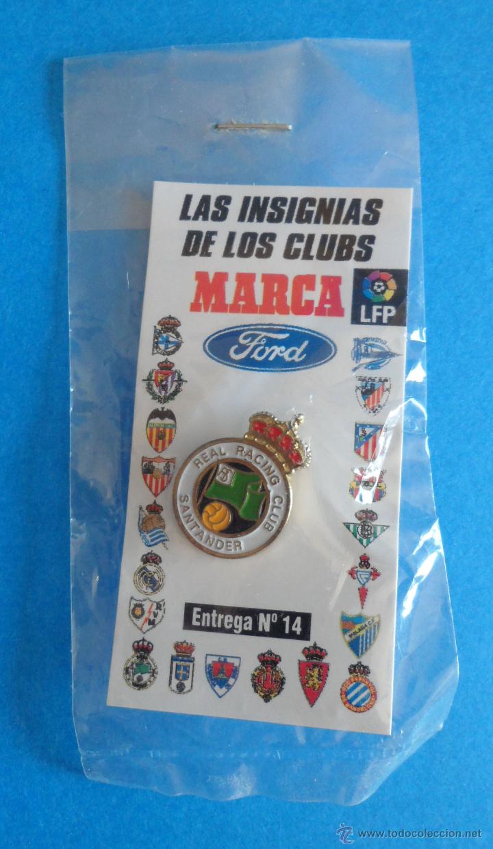 Collectionnisme sportif: Pin del Real Racing Club Santander de la coleccion Las Insignias de los Clubs del periodico Marca.
