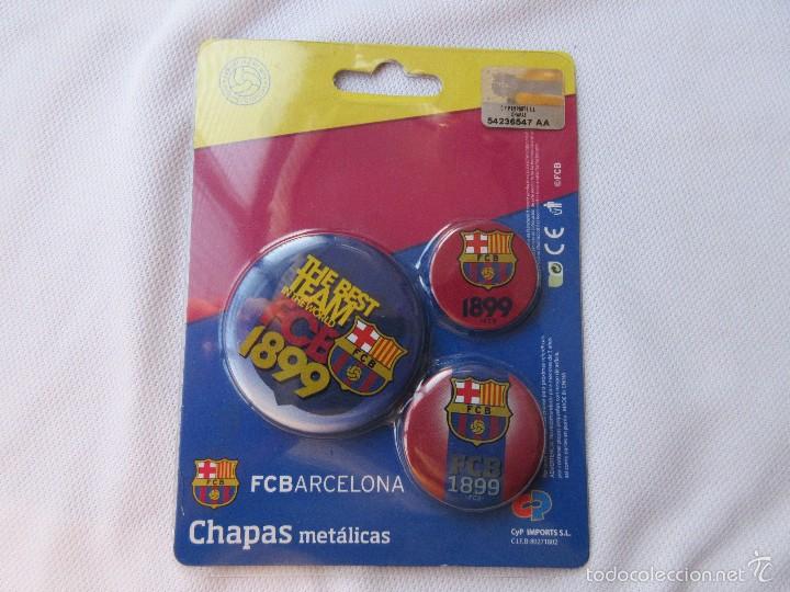 Sammelleidenschaft Sport: Conjunto de chapas del F.C.Barcelona nuevo en su estuche