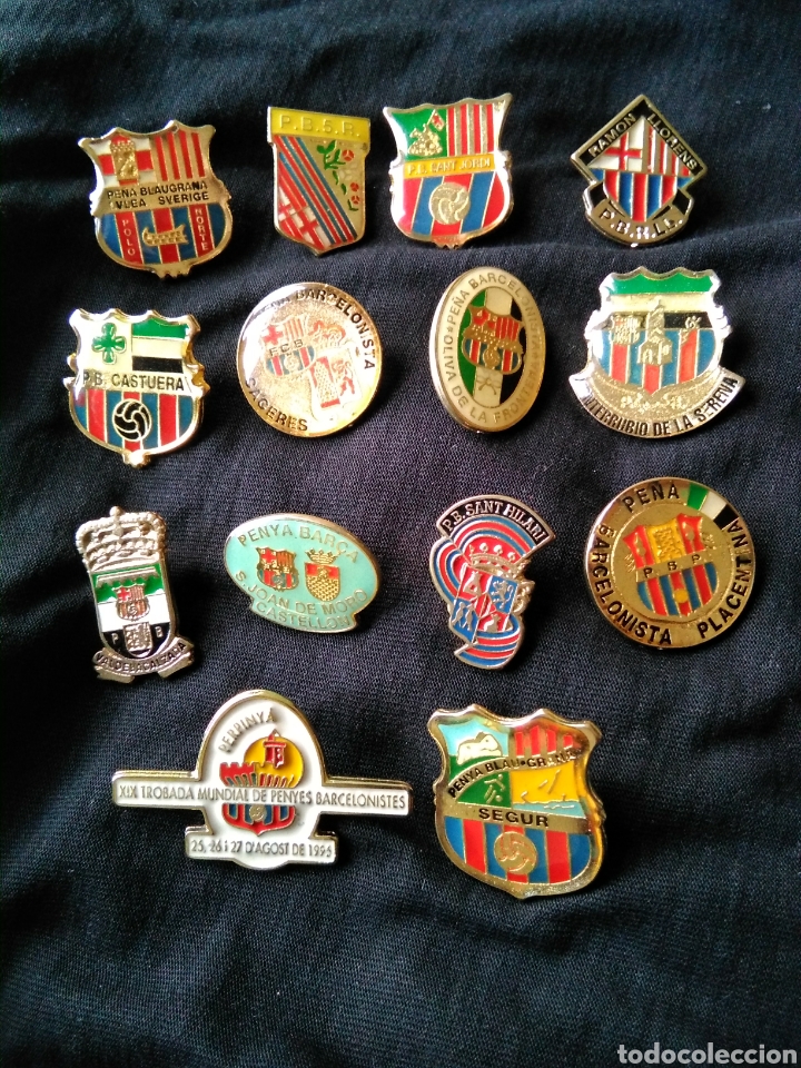 Sammelleidenschaft Sport: Lote de 14 pin s pe&ntilde;as Pe&ntilde;a penya barcelonista F C Barcelona Bar&ccedil;a