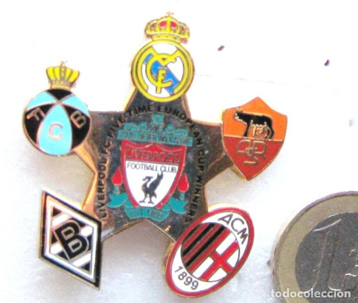 Coleccionismo deportivo: PIN BADGE LIVERPOOL FC WINNER 5 FINALS WINNERS CHAMPIONS LEAGUE GOLDEN COLOUR
